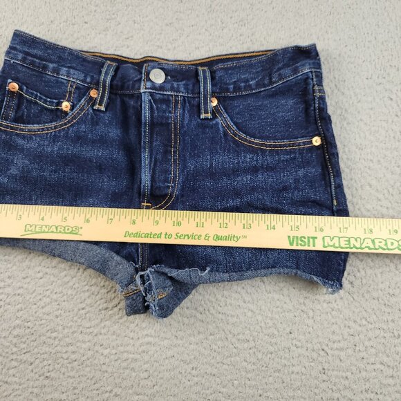 Levi's Shorts Womens 27 Blue Jeans 501 Dark Denim Cut Off High Waist Button Fly - Picture 5 of 11